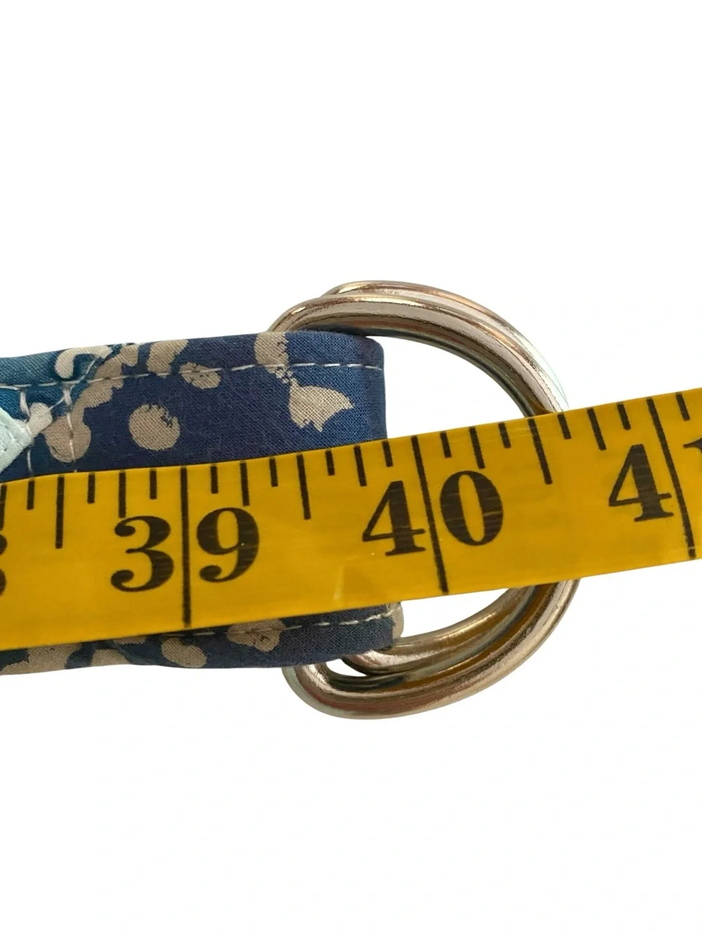 J. Crew Cotton Patchwork Belt Blue D-Ring 1.5” W x 40” L Preppy Boho - Picture 5 of 7